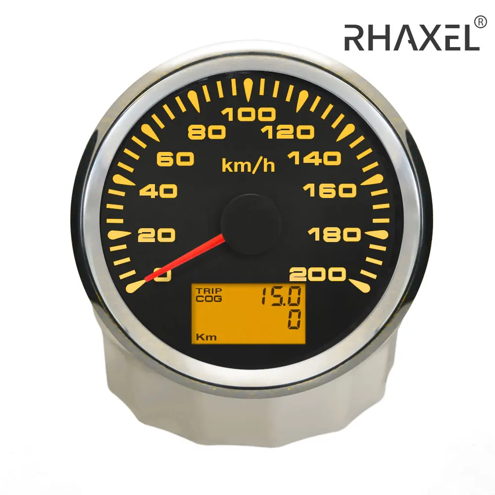 

RHAXEL Waterproof 85mm Speed Gauge GPS Speedometer 0-120km/h 0-200KM/H Odometer for Auto Car Truck with 8 Colors Backlight 9-32V