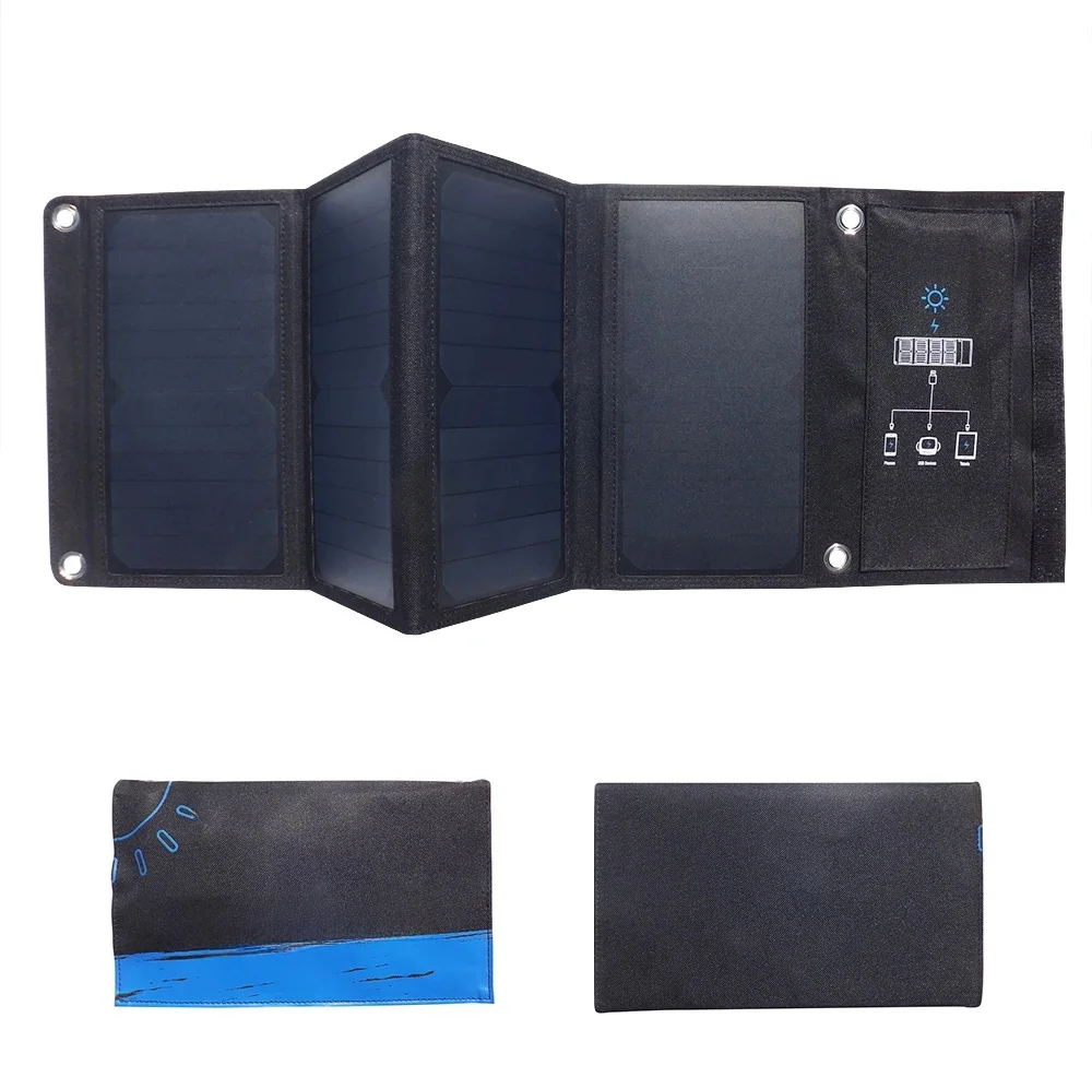 Składany panel słoneczny 28W z 2 portami USB, przenośna ładowarka solarna do telefonu z panelem słonecznym SunPower do telefonów komórkowych i na kemping. — zdjęcie produktu 7