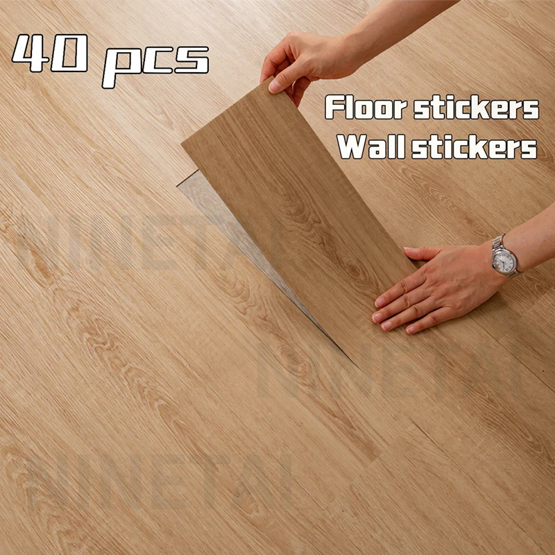 

NINETAI Peel and Stick Floor Tile, 40pcs Vinyl Plank Wood Grain Look 5.91in*17.72in/29 Sq.Ft，kitchen mats for floor