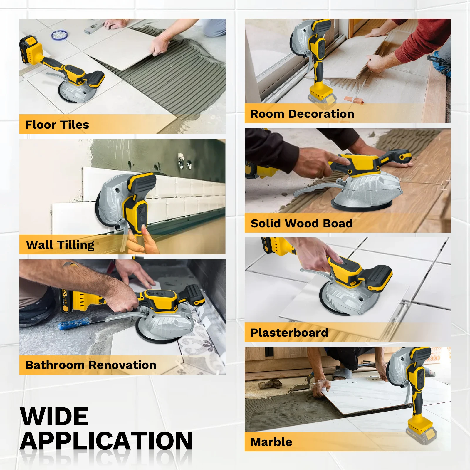 Bürstenlose Fliesen-Vibrations-Nivelliermaschine, 8 digitale Anzeige mit einstellbarer Geschwindigkeit, kabelloser Fliesenrüttler für Dewalt (keine Batterie)