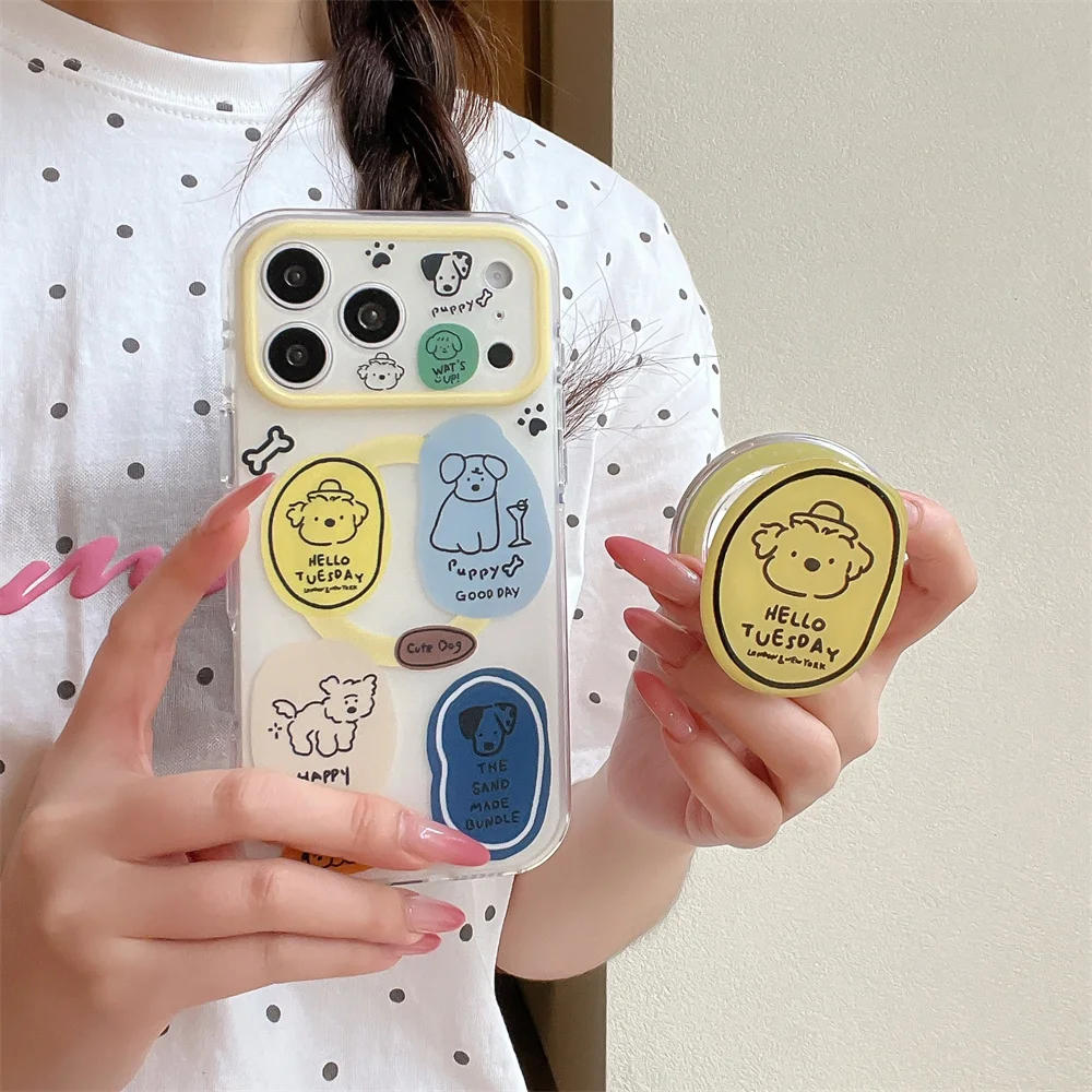 

Kawaii Puppy Magnetic Phone Case for iPhone 17 Pro 16 15 Max 16 Pro Max Cover With Magsafe Cartoon Stand Cute Shockproof Cover