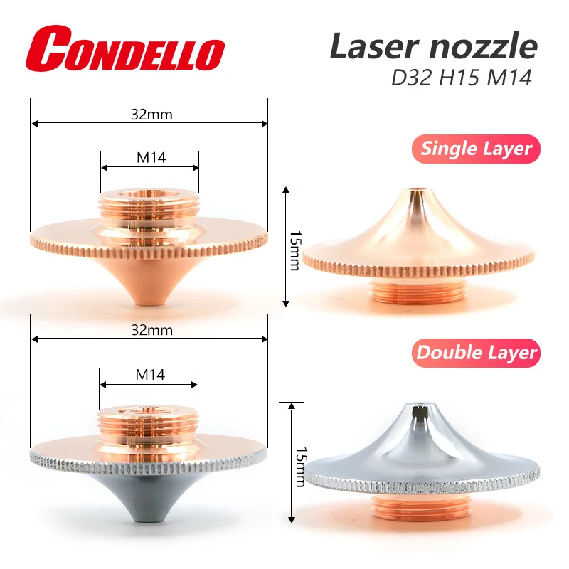 Condello Laser Nozzles Chrome-Plated Double Single Layer D32-B For Raytools Fiber Machine Parts Laser Cutting Head