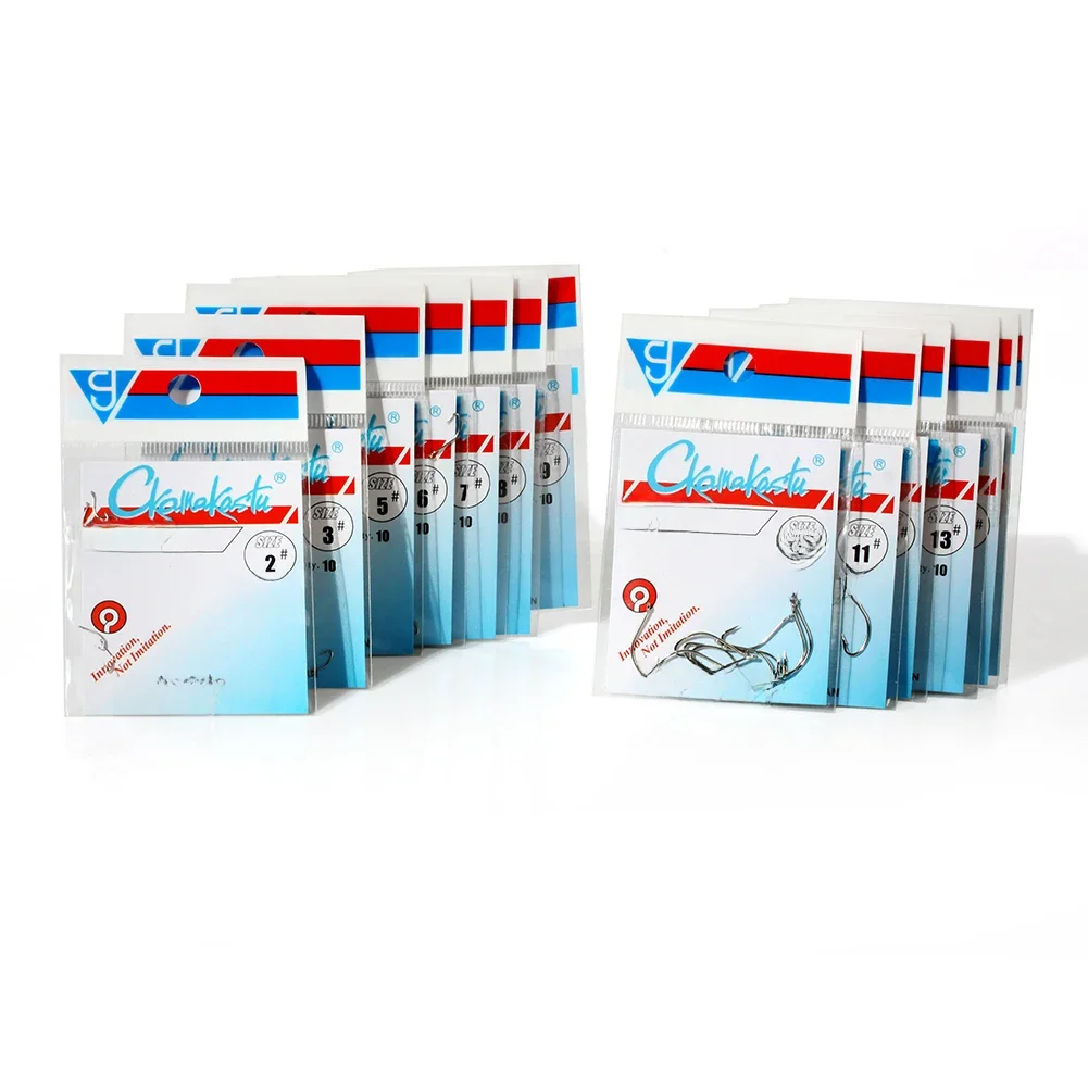 Gamakatsu 10 pièces/30 pièces 2 # -15 # hameçons de pêche en acier à haute teneur en carbone série argenté, hameçons de pêche au gabarit à haute efficacité