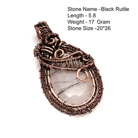 Genuine Black Rutile Jasper Bloodstone   Pendant