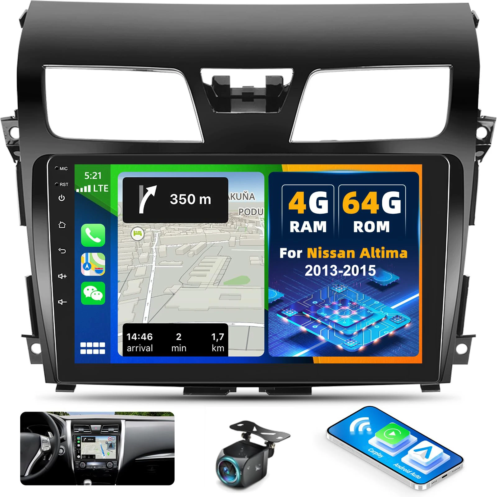

Android 13 Car Stereo for【Nissan Altima 2013-2015】 Wireless CarPlay Android Auto,10.1" Touch Screen Car Radio with Mirror Link WiFi/GPS,Bluetooth,Backup Camera