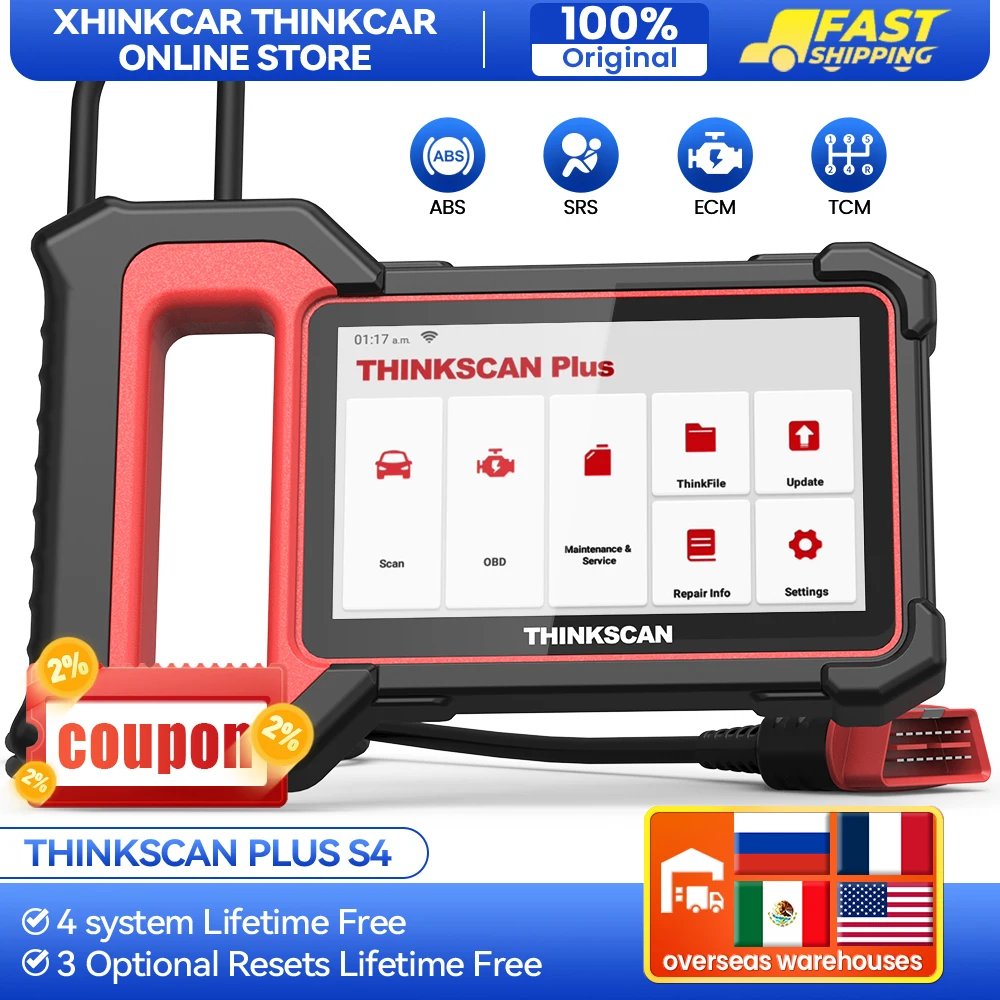 

THINKCAR Thinkscan Plus S7 S4 OBD2 Automotive Diagnostic Tool 28 Resets ABS ECM TCM SRS BCM System Car Scanner code reader tools