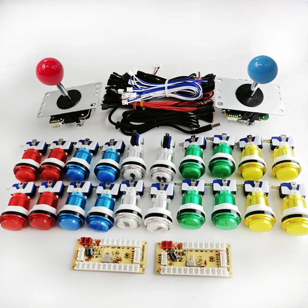 DIY PC Raspberry Pi Arcade joystick Game Kit Met LED Drukknop Amerikaanse Stijl Joystick USB Encoder Kabels Mame 2-spelers - afbeelding 2