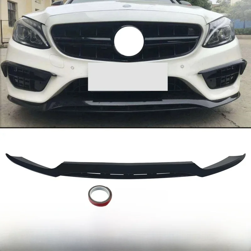 Front Splitter Bumper Lip Past 2015-2018 Mercede Benz C Klasse W205 C205 C43 Glanzend Zwart AMG Stijl Spoiler splitters Body Kit - afbeelding 2