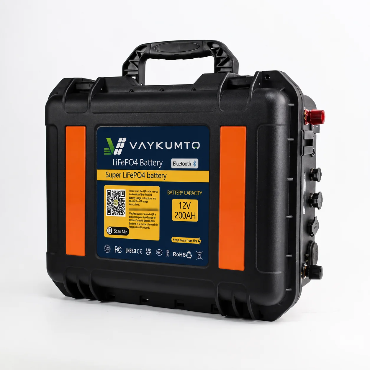 Vaykumto 12V 200Ah/150Ah/100Ah Optionale Konfigurationen LiFePO4 Batterie BMS Fischereibatterie 6000 Zyklen IP56 USB QC Ladegerät EU Schnelle Lieferung