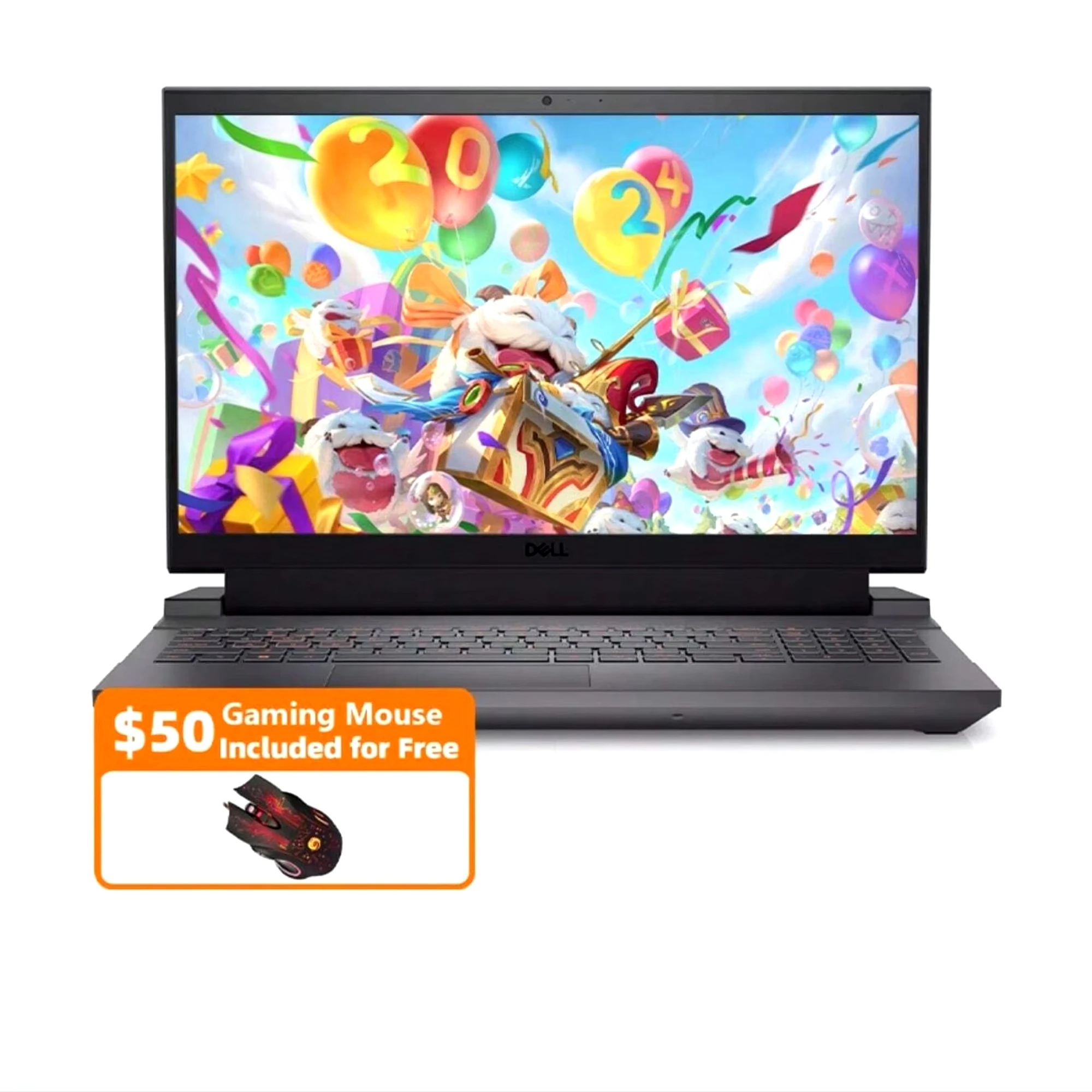 Игровой ноутбук Dell G15, 15,6 дюйма, Intel Core i7-13650H,NVIDIA GeForce RTX 4060,64 ГБ RAM,2 ТБ SSD, темно-серого цвета, с игровой мышью