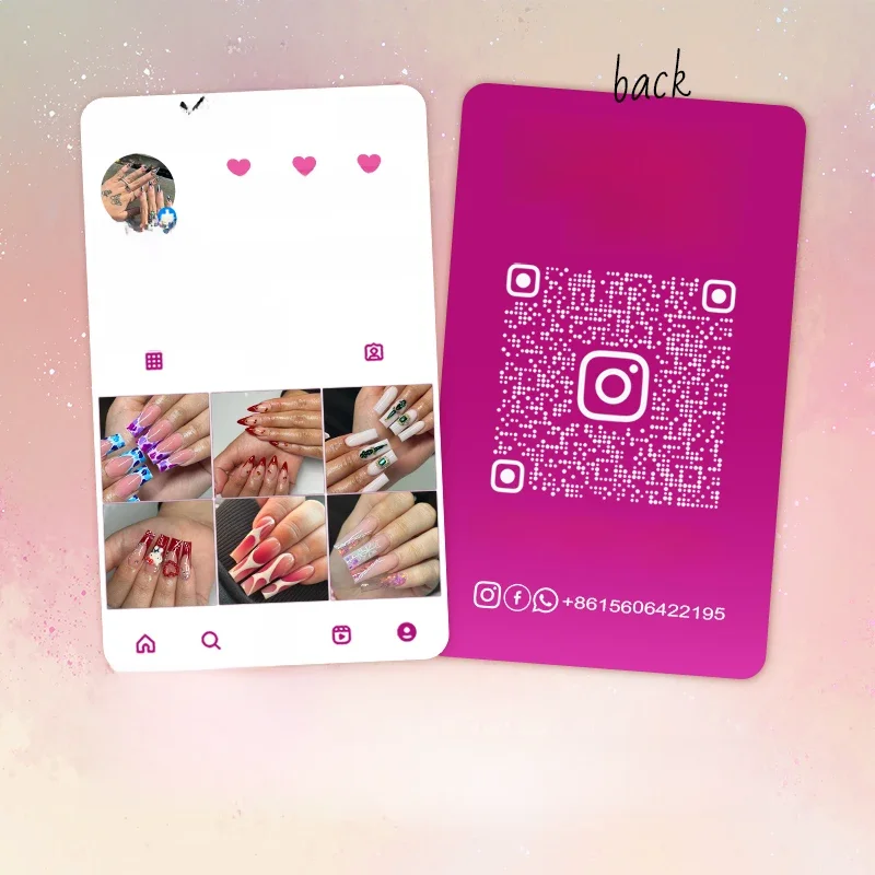 DsgnTouch Instagram Nail Card Spersonalizowany bank dla małych firm Salon kosmetyczny Bezpłatny projekt Karty wizytowe w mediach społecznościowych Niestandardowy zestaw — zdjęcie produktu 7