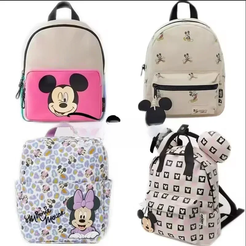 Mochila feminina de Mickey Mouse Disney-Mickey Mouse, bolsa escolar Minnie Canvas, grande