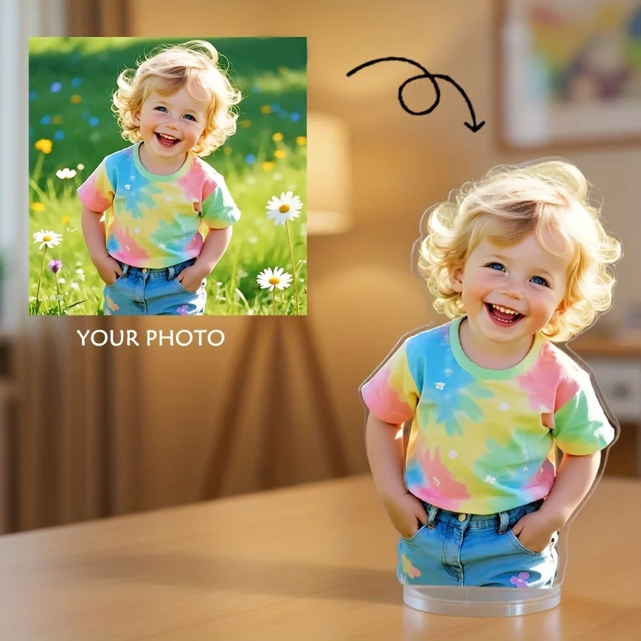 Custom Acrylic Photo Decorations - Personalized Display Pieces for Desks and Home Decor - Perfect for Couples, Pets, and Familie