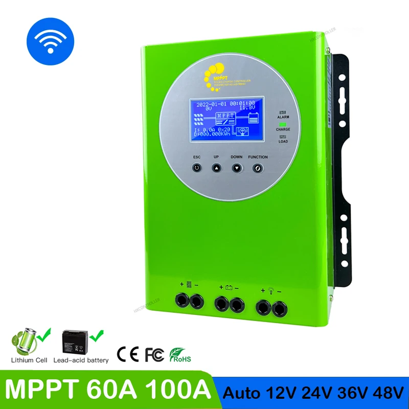 

WIFI 60A 100A MPPT Solar Charge Controller 12V 24V 36V 48V Solar Panel Battery Intelligent Regulator for Lead-acid/Lithium