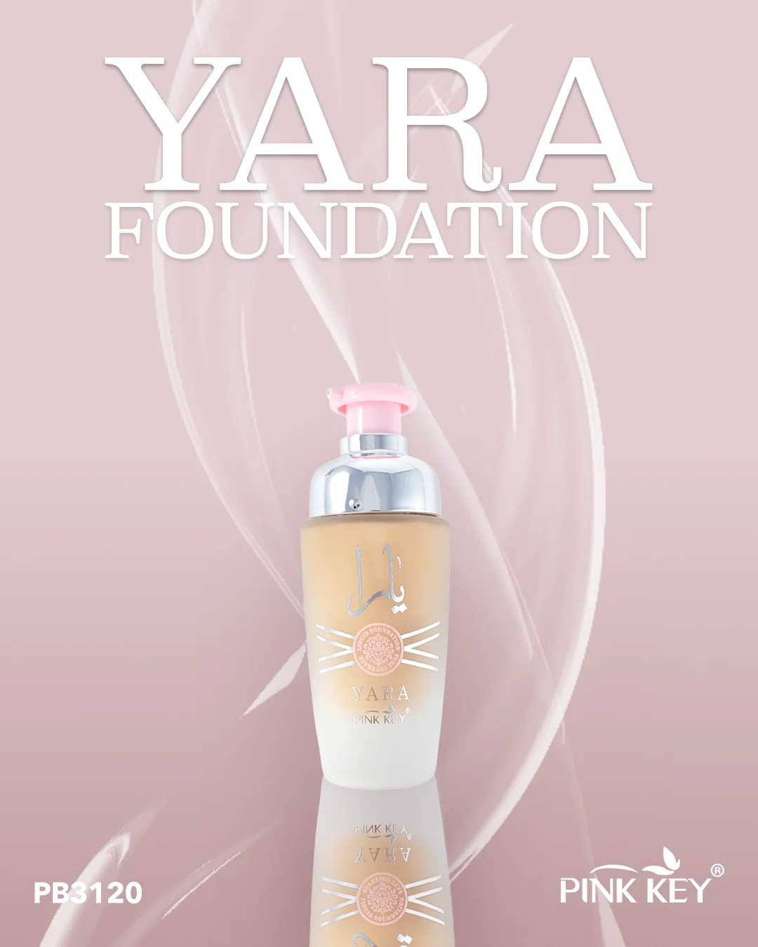 Base líquida YARA marca PINK KEY, corrector efectivo, resistente al sudor, maquillaje, Base facial profesional, caja completa con 4 tonos diferentes