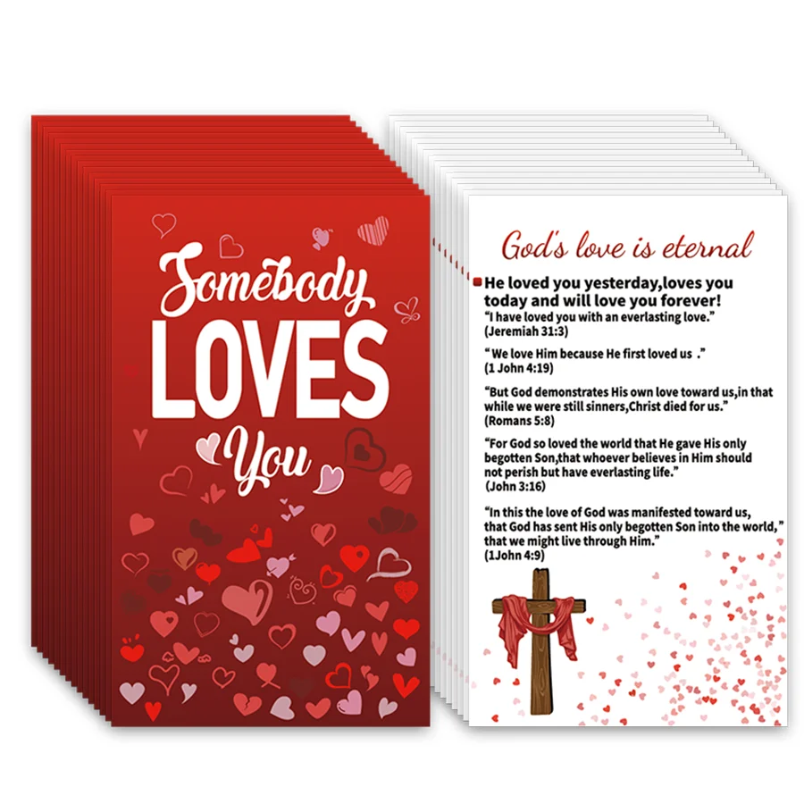 Cartes de tract Gospel inspirantes, 100 pièces, cartes postales de prière « quelqu'un vous aime » avec versets bibliques, idéales pour l'évangélisme