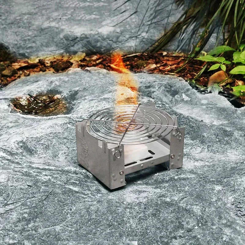 Poêle à alcool de Camping Portable, brûleur à alcool solide, poêle pliant à carburant, Mini esprit d'extérieur, cuisine pique-nique barbecue, poêle à cire