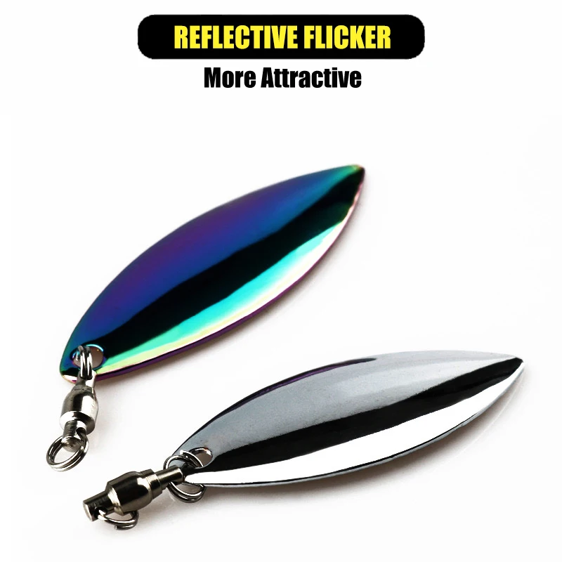 FLASH TAIL LURE ACCESSORIES NOISY SPOON REFLECTIVE WILLOW LEAF DAZZLE COLOR SWIVEL SPINNER VIB JIGGING MINNOW PENCIL SUITABLE