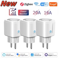 Tuya Smart Wifi/Zigbee Plug 16/20A Remote Control Smart Socket Outlet EU Power Monitor Timer Function Work with Alexa Google New