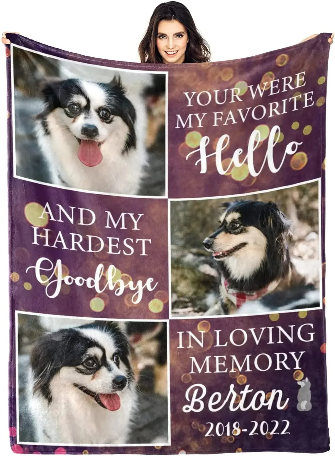 

1pc Custom Blanket With Dog Photo Text, Personalized Blanket Custom Throw Blanket, Custom Gift Blanket For Family, Friends