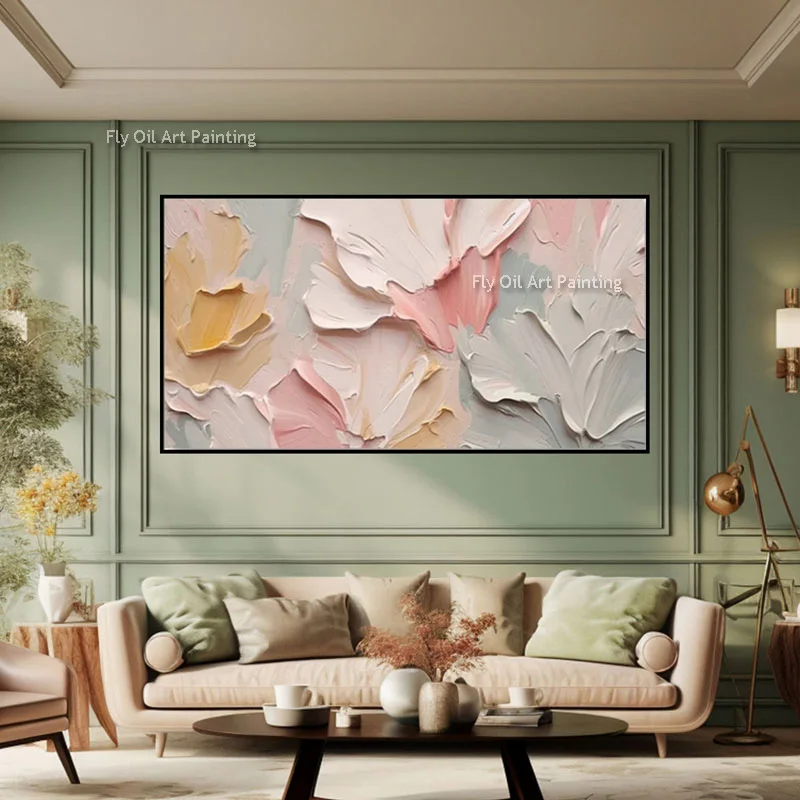 3D Palette Knife Flower Oil Painting Hand Painted Thick Textured Floral Canvas Art Modern Abstract Wall Pictures For Living Room