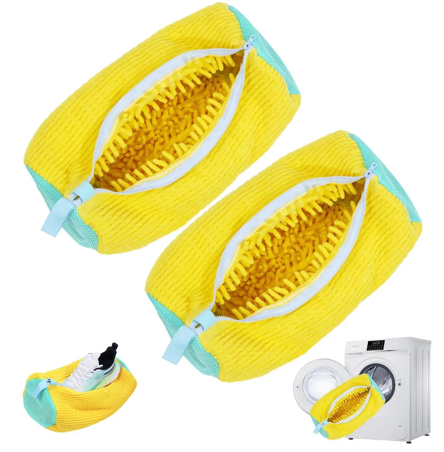 Shoe Washing Machine Laundry Bag for Washer and Dryer - 2pc Reusable Cleaning Bag for Sneaker Tennis Shoes Unstain Cleaning Kit