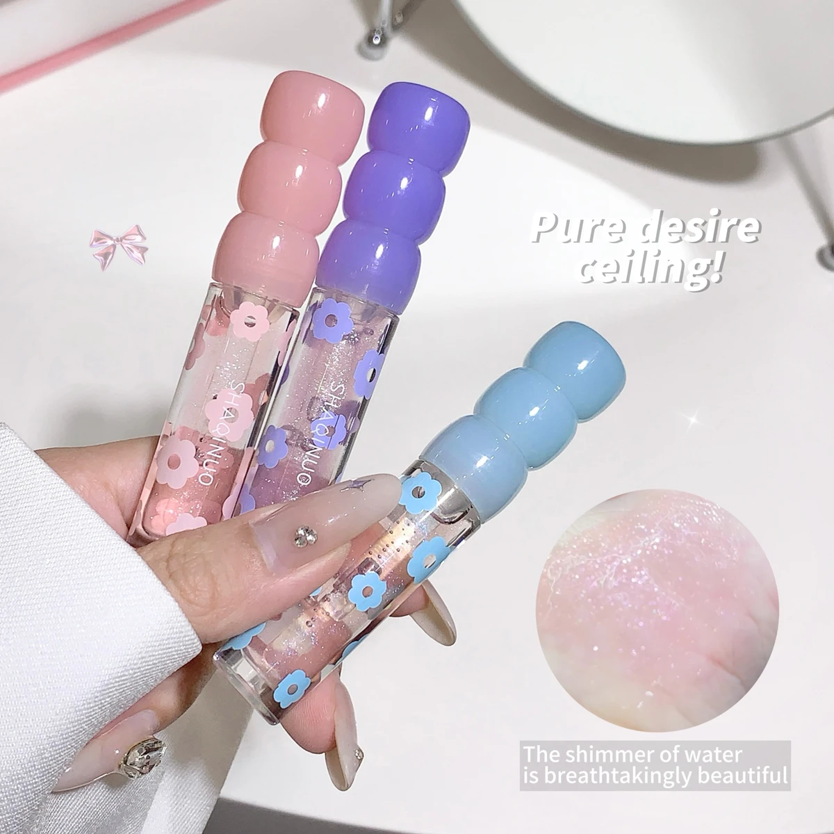 Shimmering Dewy Hydrating Lip Oil Gloss - Intense Moisturizer with Lightweight, Non-Sticky Shine - Perfect Long-Lasting Lip Care