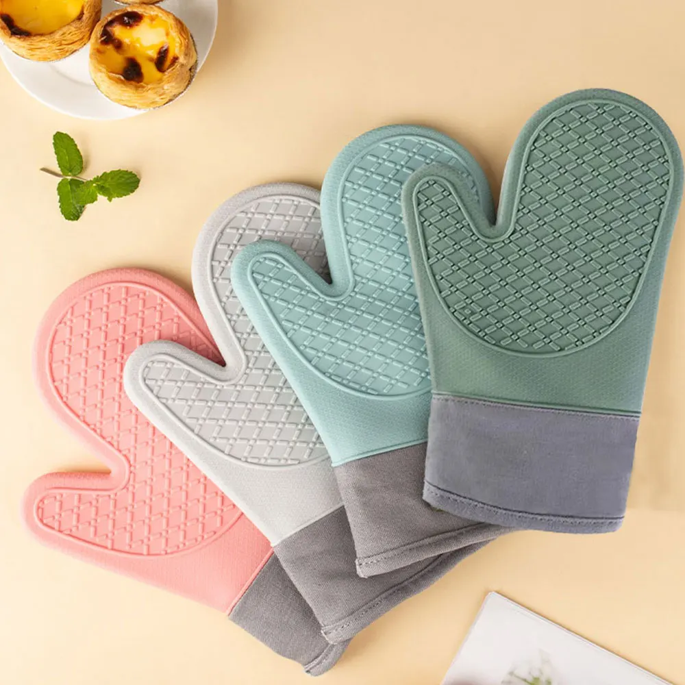 [2set] Silicone oven kitchen gloves 2P Kitchen home baking cooking tool heat resistant double wrist protection