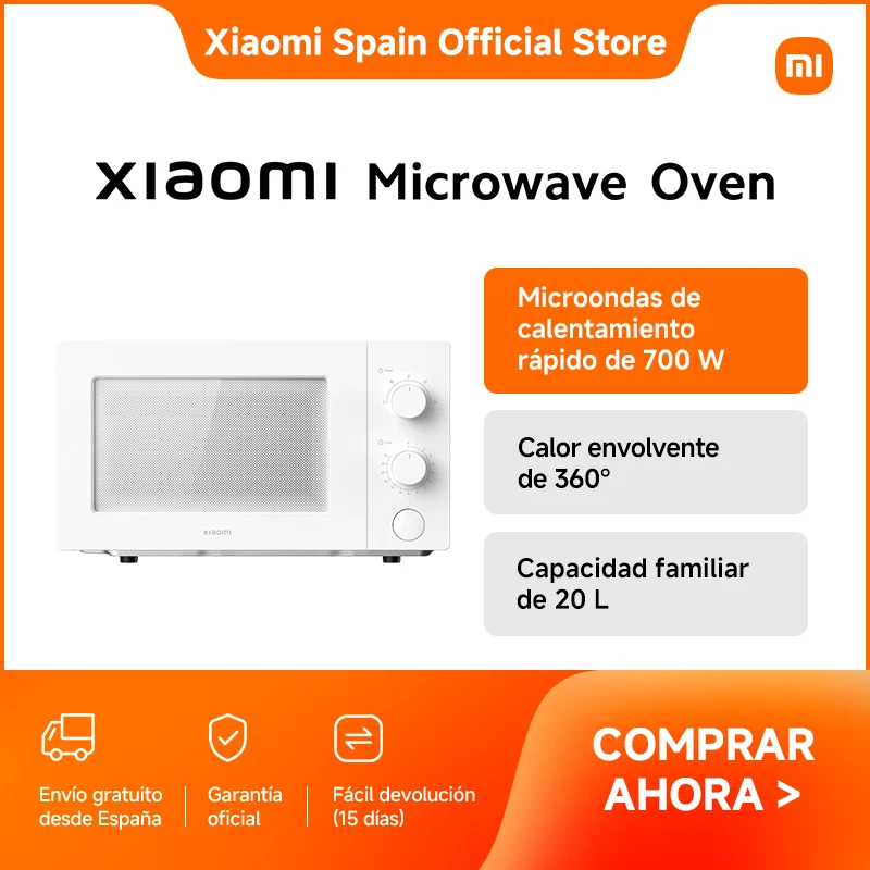 Oficial | Xiaomi Microwave Oven, Microondas de calentamiento rápido de 700 W, Calor envolvente de 360°, Capacidad familiar de 20 L