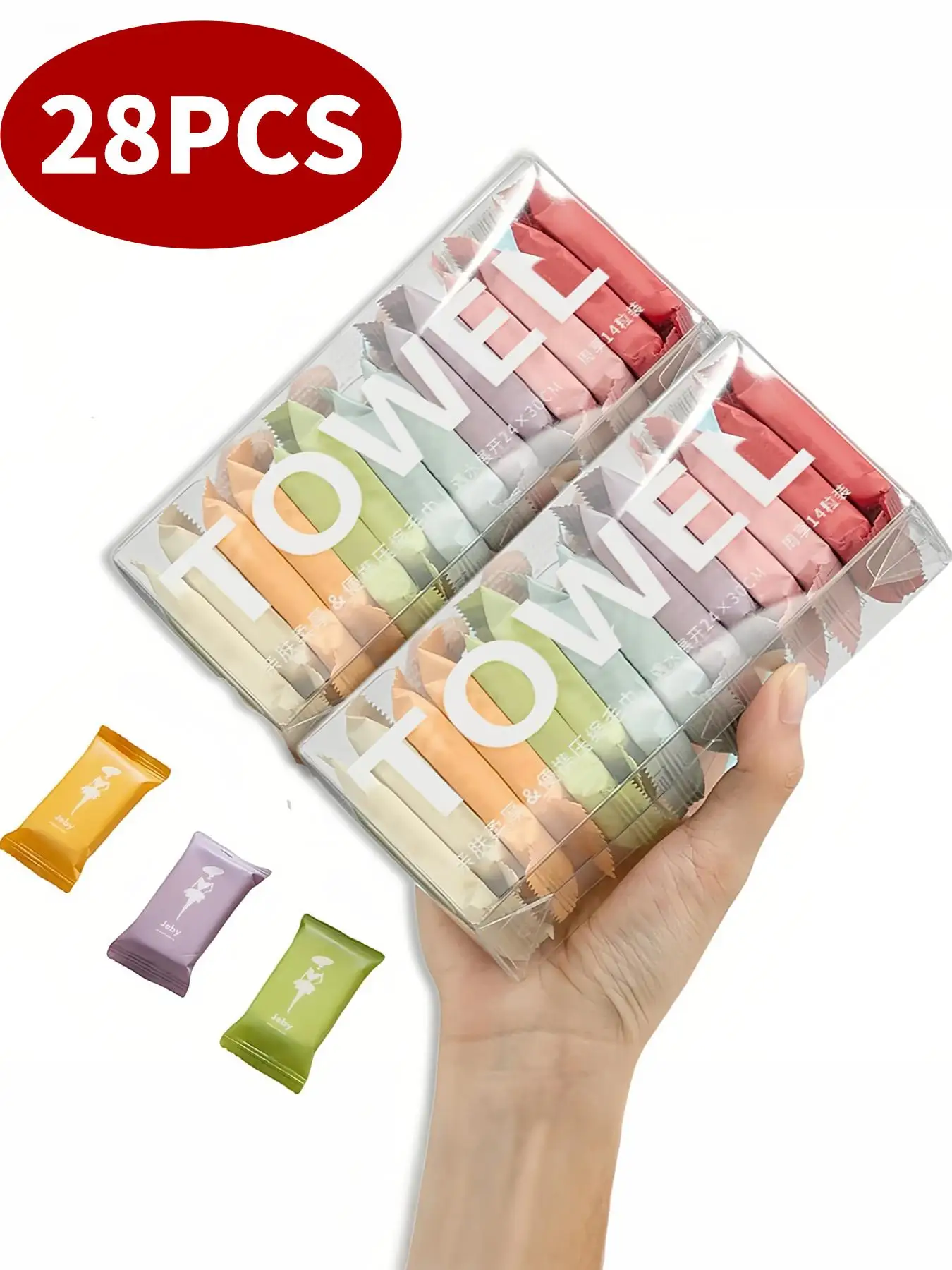 28pcs Compressed Towel Travel Disposable Face Towel Cleaning Quick Drying Towel Pure Non-Woven Fabric Wipes Makeup Towel