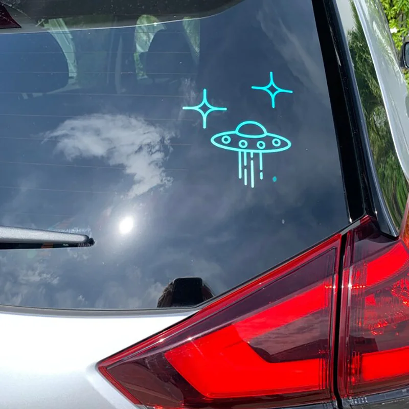 UFO Car Stickers Space Alien Vinyl Decals Car Window Door Windshield Interior Stickers Waterproof PVC Die Cut Decal