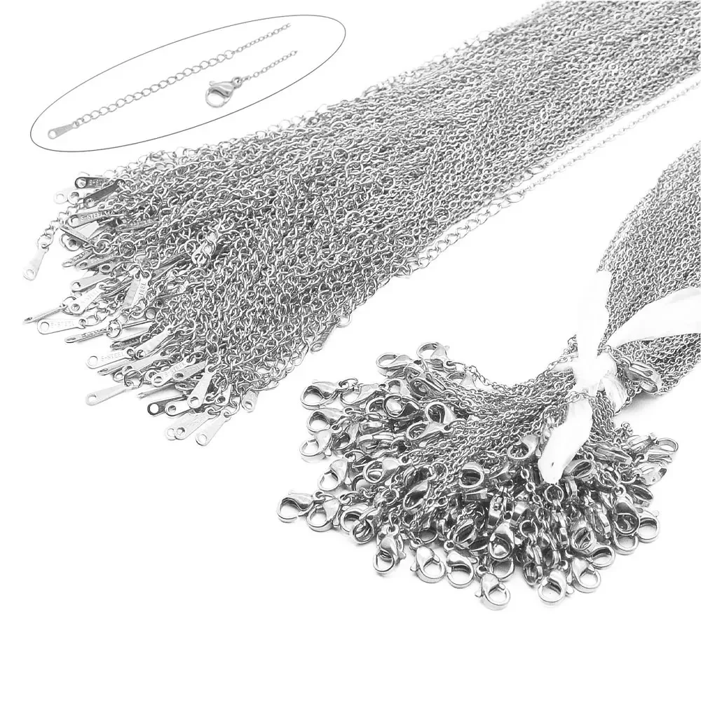 100 stks/partij Bulk Groothandel 304 Rvs Kabel Link Rolo Collier Goud Kleur 45-50 cm voor DIY sieraden Maken Vrouwen - afbeelding 2