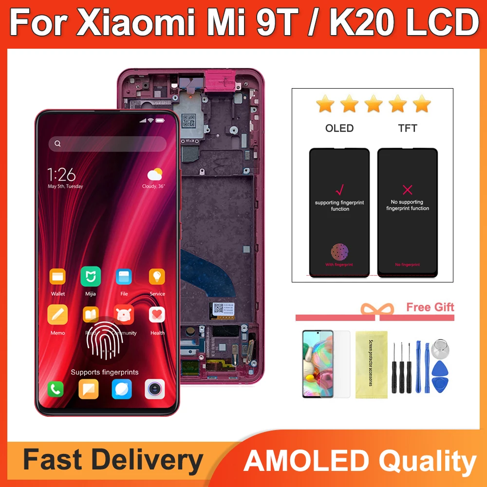 

6.39" LCD Replacement for XiaoMi Mi 9T Screen Display Touch Digitizer with Frame for XiaoMi redmi K20 Pro K20 mi 9t pro lcd