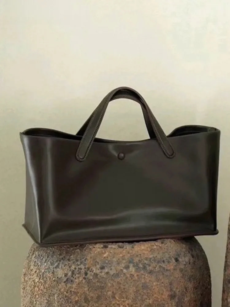 Biurowa, damska torebka z prawdziwej skóry bydlęcej, jednokolorowa, o dużej pojemności, w stylu vintage, elegancki design, damskie torby na jedno ramię — zdjęcie 2