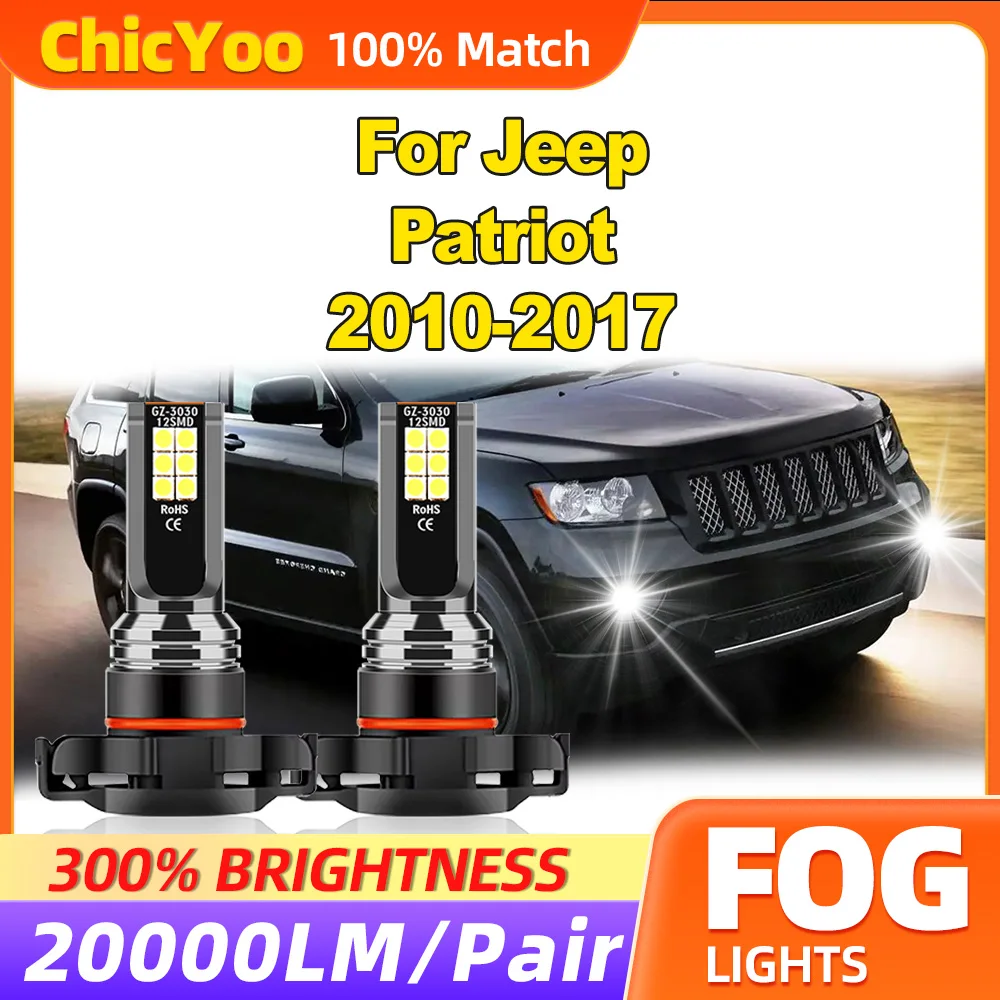 60W LED Fog Lamps 20000LM Canbus Fog Lights 6000K White 12V For Jeep Patriot 2010 2011 2012 2013 2014 2015 2016 2017