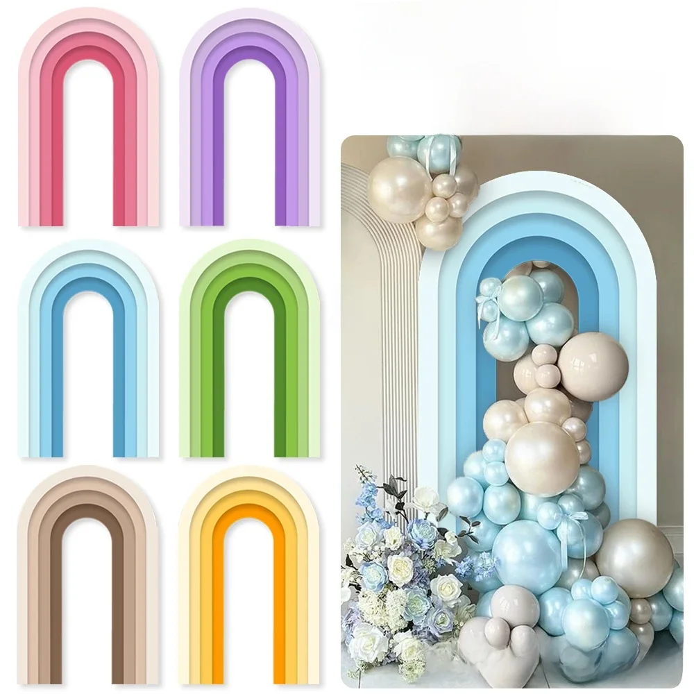 67 inch grote boog kartonnen uitsparingen kleurrijke gradiënt achtergrond voor baby shower verjaardag bruiloft decor uitsparingen foto prop - afbeelding 2