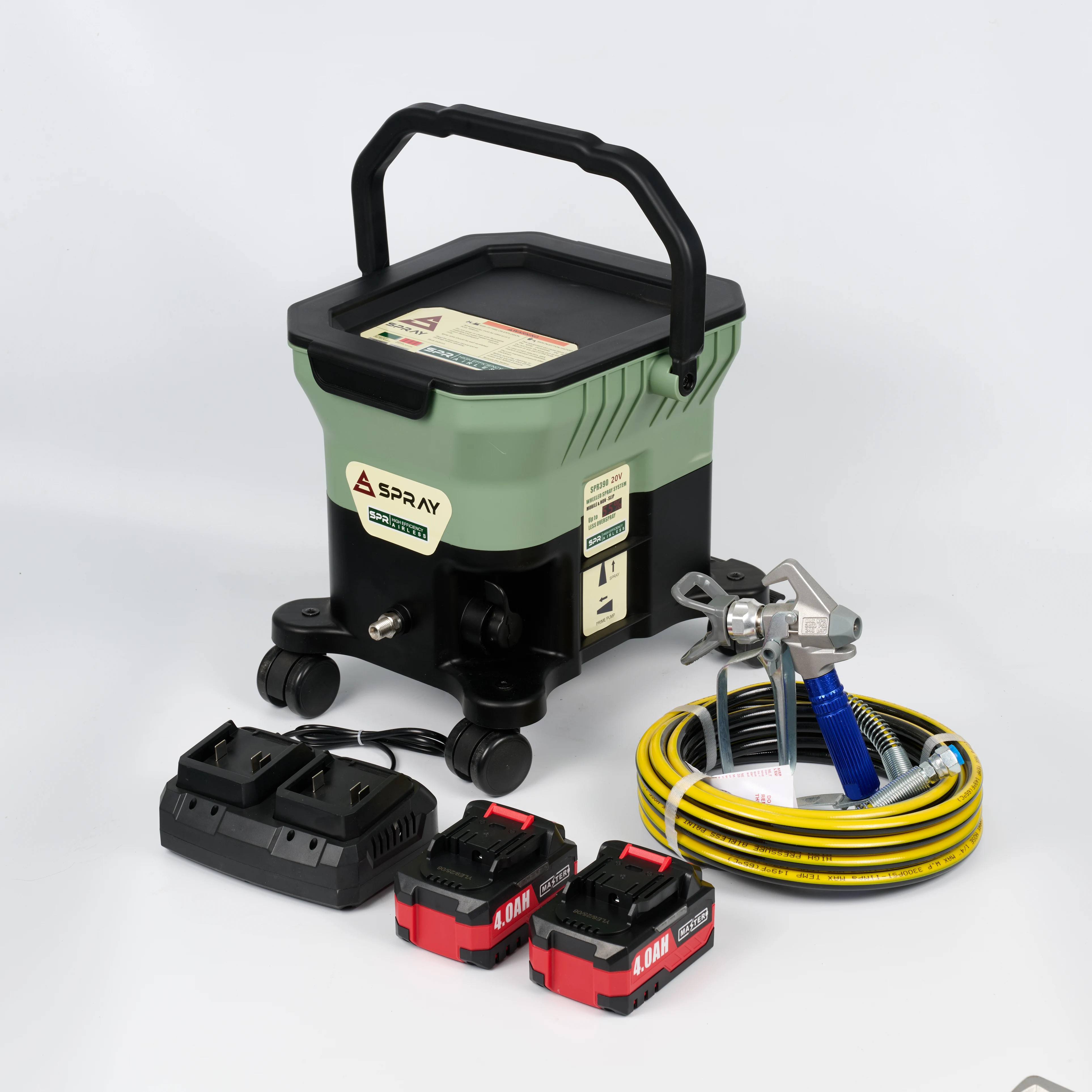 Verplaatsbare, draagbare airless spuitmachine, 500W, 7L, 5,4 kg, 2200Psi, 14Mpa, hoge efficiëntie, professionele hogedruk verfspuitmachine, verfapparaat voor het spuiten van meubels, muren en het