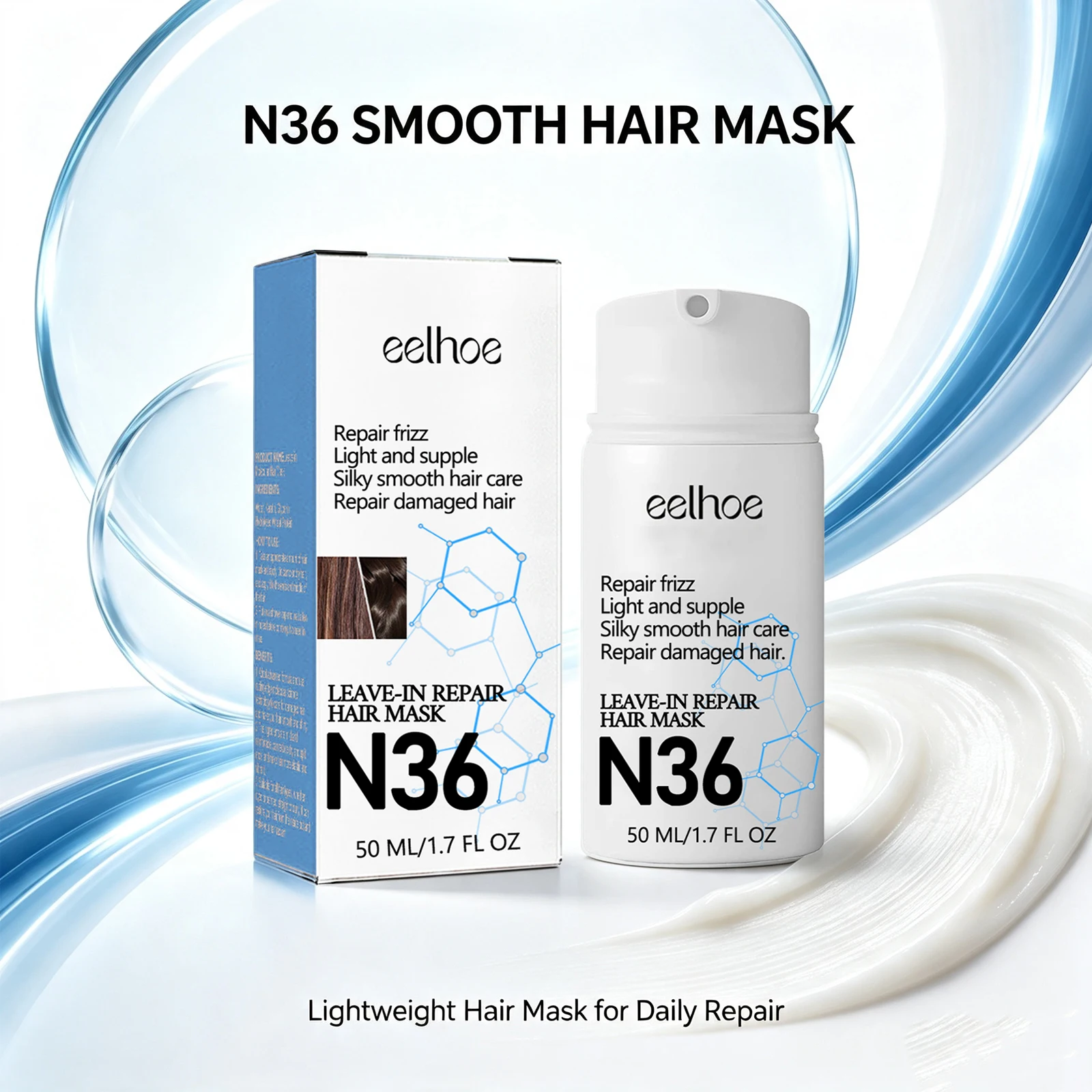 Hair Care For Dry And Frizzy Hair - Máscara Capilar Reparadora Sem Enxágue para