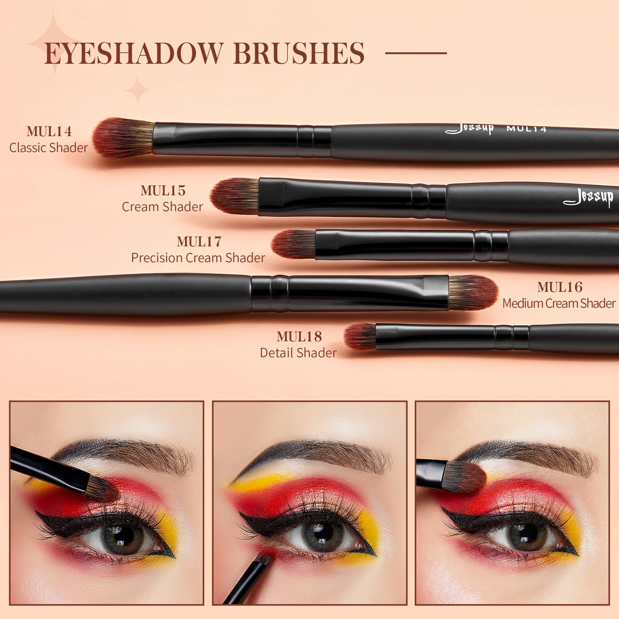 Jessup Eye Brushes set,13/ 16pcs Makeup Brushes, Synthetic Precision Eyebrow Brush Eyeshadow Blending Concealer Eyeliner T272