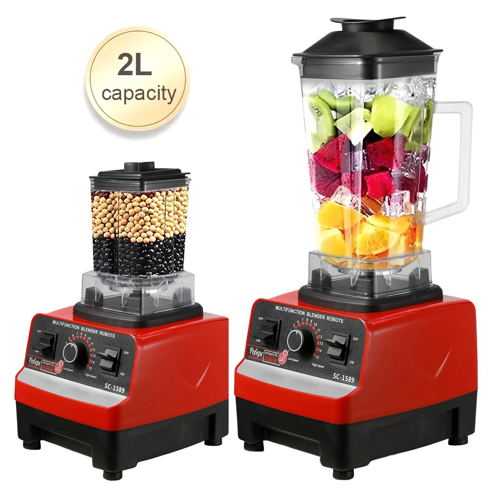 Upgraded 2000W Heavy Duty Commercial Blender Stationary Mixer Food Processor Ice Smoothies for Kitchen High Power Juicer Blender