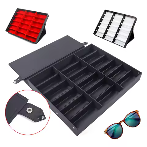 18 Grid Glasses Display Box Sunglasses Storage Organizer Case Stand Holder Density Fiberboard For Glasses/Sunglasses Display