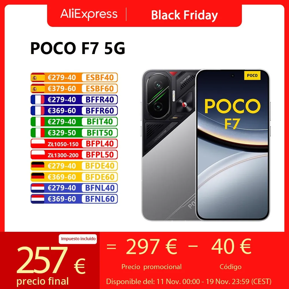 NUEVO Smartphone POCO F7 5G Versión Europea Snapdragon ® 8s Gen 4 6500mAh Batería 6.83" 1.5K 120Hz AMOLED 50MP Cámara OIS NFC