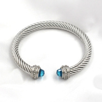 New Popular Hot Sale Braided Twisted Bracelet Open 7MM Zircon Jewelry Valentine's Day Gift Women Colorful Bracelets For Women