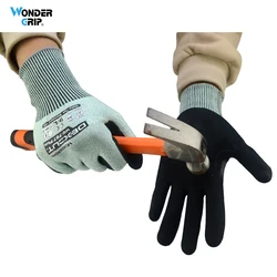 Wonder Grip nivel A4/D resistente a Cortes, guantes de trabajo de seguridad con entrepierna del pulgar reforzada, forro de calibre 13 y revestimiento de Palma de nitrilo de espuma