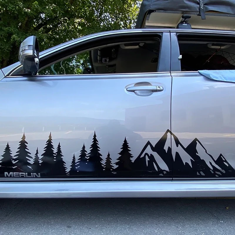 Trees and Mountain Car Stickers Decal Custom Text Van Suv Pickup Decor Vinyl Sticker Accessories For Bmw f10,Mazda 6,Alfa