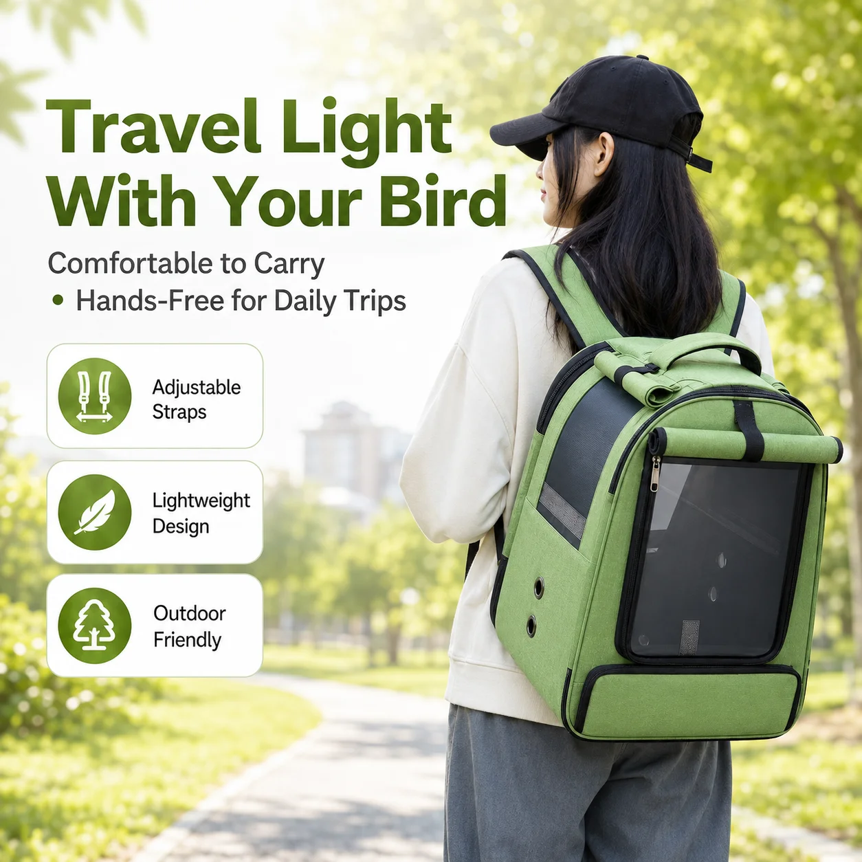 Moorpet Parrot Bird Carrier,Breathable Dual‑Use Backpack & Handbag,Portable Outdoor Travel Bag for Cockatiel,Tiger&Peony Parrots