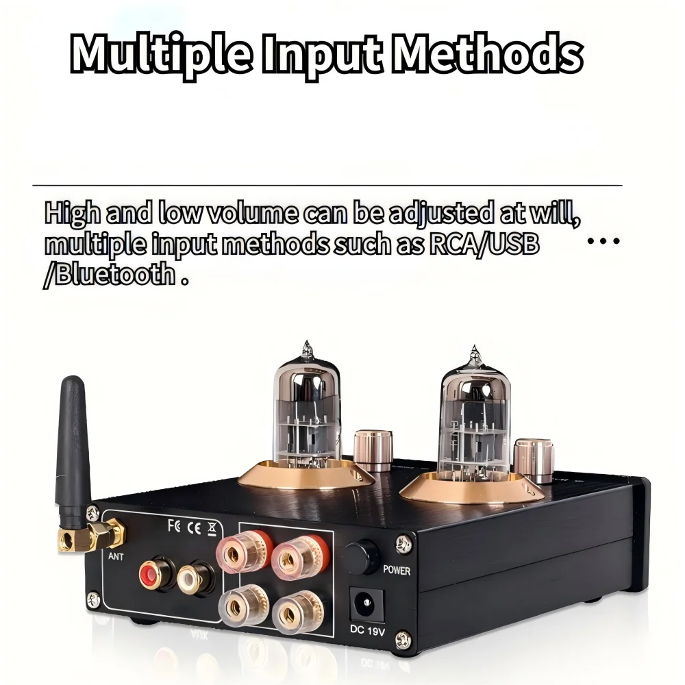 6H3N Tube Bluetooth Amplifiier 2 channel 50W+50W Power Amplifier Home Audio Digital Amplifers for speaker Headphone amp