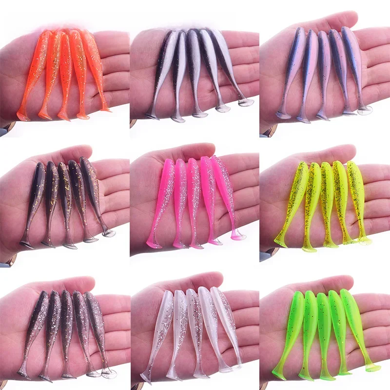 10 sztuk/partia Jig Wobbler Fishing Lure Easy Shiner przynęty wędkarskie 75mm 55mm Carp Fishing miękkiego silikonu sztuczne podwójne kolorowe przynęty — zdjęcie 2