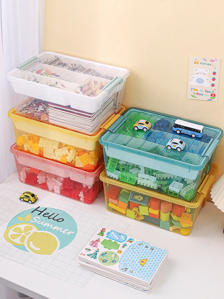 Building Blocks Classified Storage Box for Lego Toy Organizer with Lid Stackable Portable Kids Toys Puzzle Storage Organizer