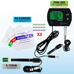 2-in-1 Combo PH & Temperature Water Quality Meter Tester w/ Replaceable Electrode Dual Display for Aquariums Hydroponics Lab